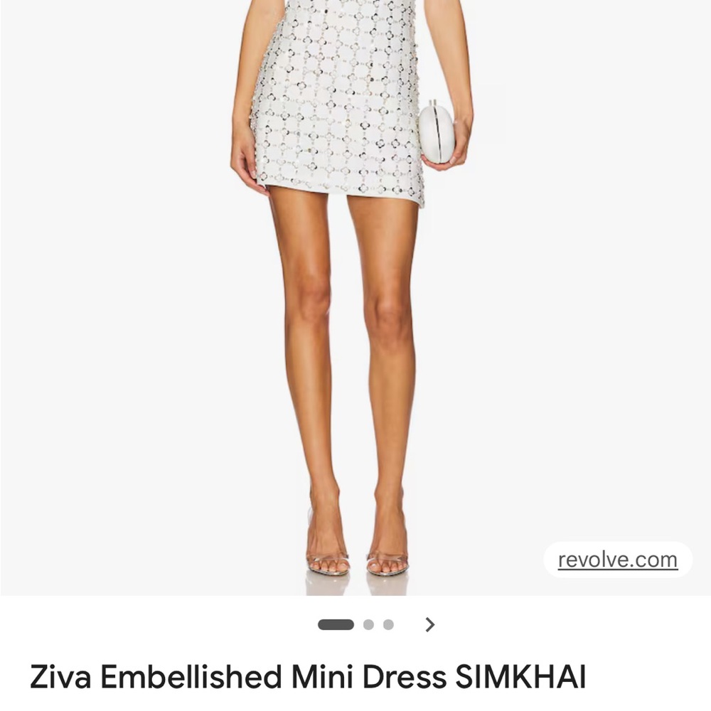 SIMKHAI Ziva White Embellished Mini Dress